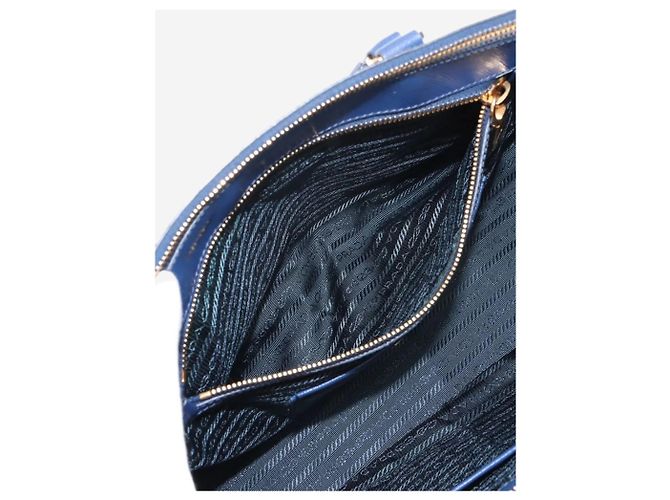 Prada Borsa 2way in pelle Saffiano Lux blu - vista 11