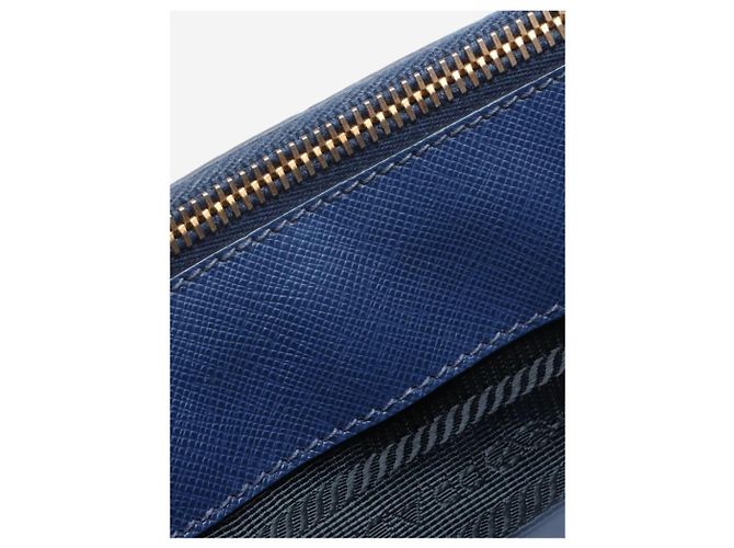 Prada Borsa 2way in pelle Saffiano Lux blu - vista 4