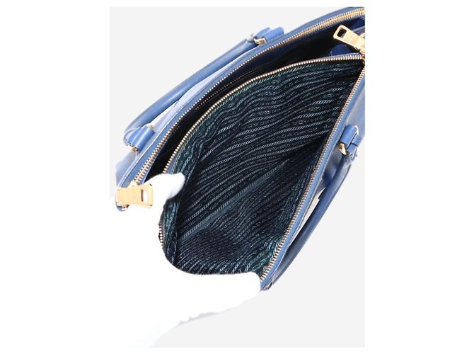 Prada Borsa 2way in pelle Saffiano Lux blu - vista 8