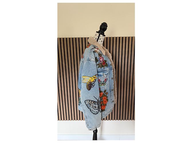 Gucci L'Aveugle par Amour bestickte Jeansjacke Blau Mehrfarben - Ansicht 4