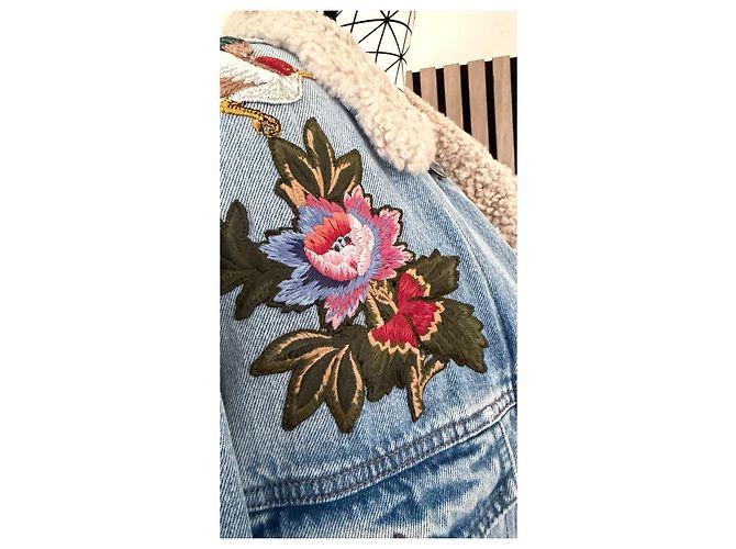 Gucci L'Aveugle par Amour bestickte Jeansjacke Blau Mehrfarben - Ansicht 6