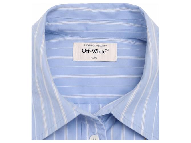 Off White Off-White Gestreiftes Baumwollhemd Blau - Ansicht 2