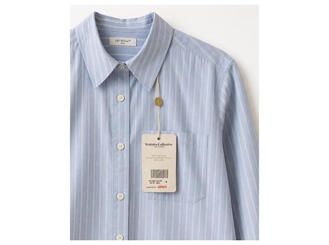 Off White Off-White Gestreiftes Baumwollhemd Blau - Ansicht 3