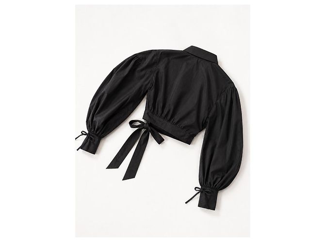 Zimmermann Zim Blouse Cropped Wrap Top Schwarz - Ansicht 2