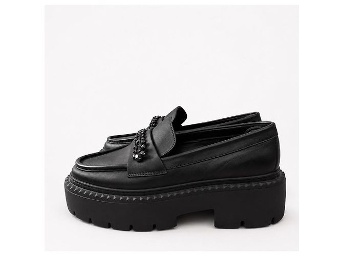 Jimmy Choo Mocassini in pelle nera con cristalli Nero - vista 4