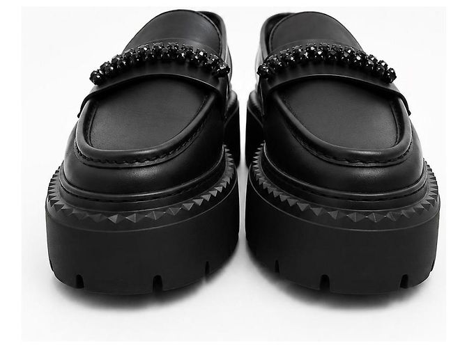Jimmy Choo Mocassini in pelle nera con cristalli Nero - vista 5