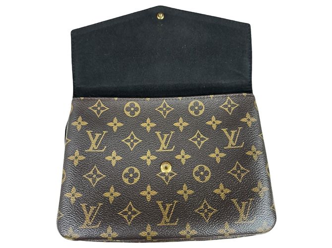 Borsa a tracolla Louis Vuitton Twice Monogram Marrone Nero - vista 13