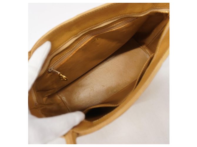 Borsa Tote Chanel in pelle di vitello granulata beige - vista 4