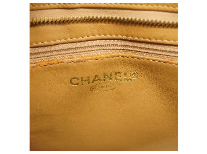 Borsa Tote Chanel in pelle di vitello granulata beige - vista 5
