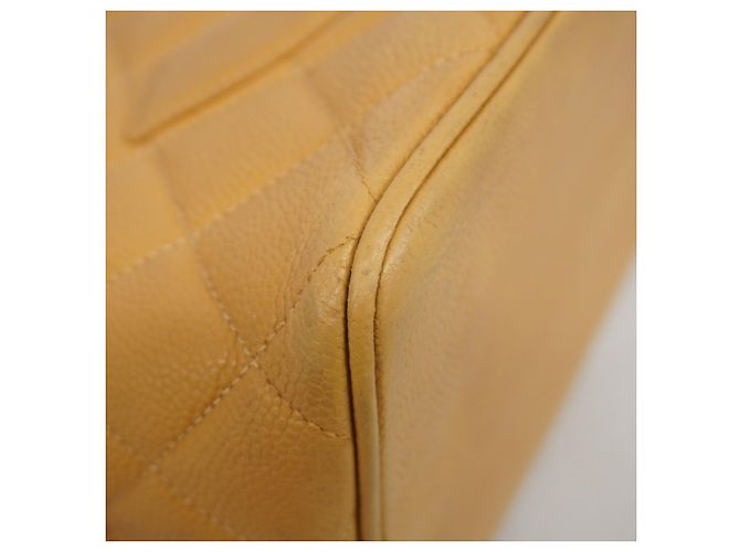 Borsa Tote Chanel in pelle di vitello granulata beige - vista 7