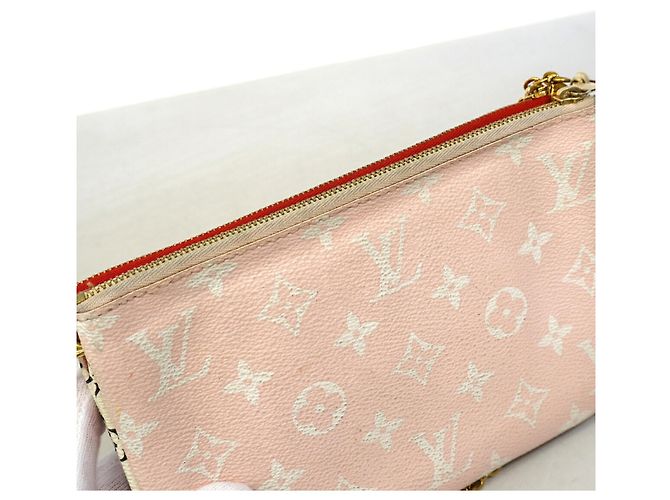 Louis Vuitton Monogram Giant Pochette Double Zip Schultertasche Pink Rot - Ansicht 10