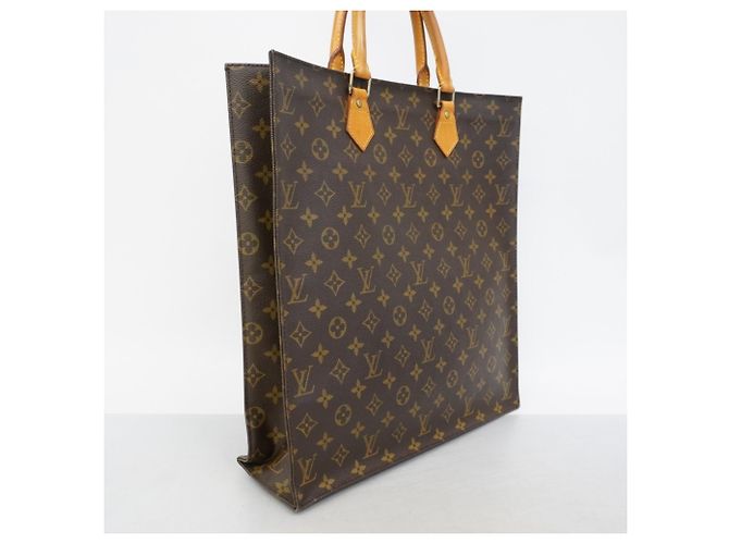 Louis Vuitton Monogram Sac Plat Tote Bag Brown - view 2