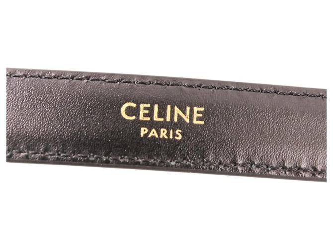 Céline Cinto estreito de couro com fivela Triomphe Celine Preto - vista 12