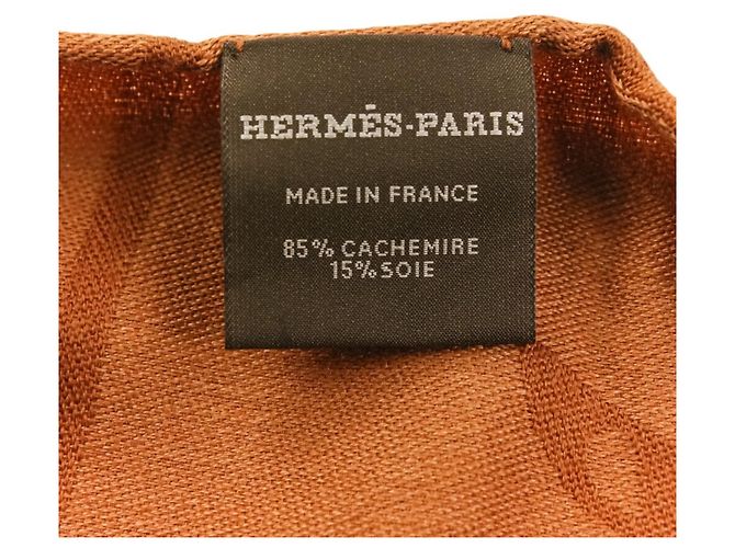 Hermès Stola grande in cashmere e seta New Libris Hermes Cammello - vista 9