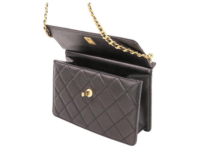 Timeless Borsa a tracolla Chanel Coco Mark Matelassé Caviar Skin Small Flap Chain Nero - vista 10