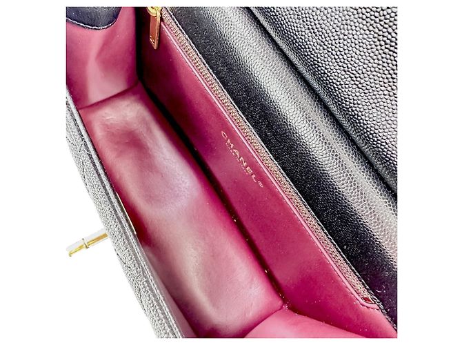 Timeless Borsa a tracolla Chanel Coco Mark Matelassé Caviar Skin Small Flap Chain Nero - vista 12