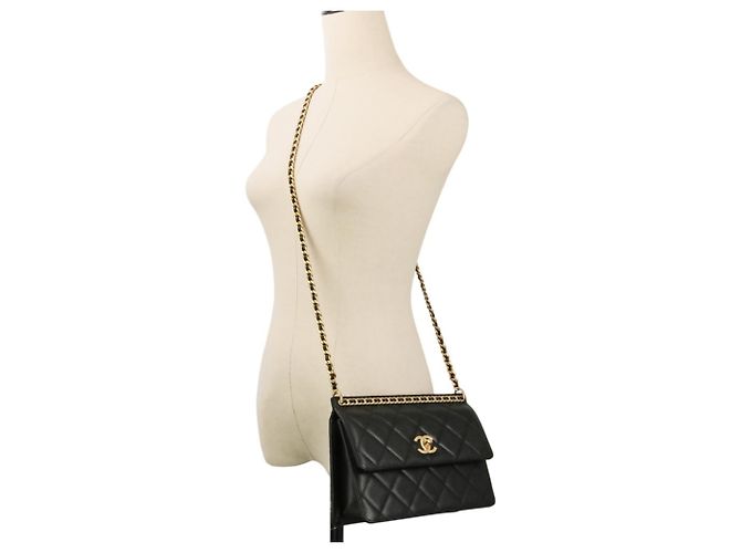 Timeless Borsa a tracolla Chanel Coco Mark Matelassé Caviar Skin Small Flap Chain Nero - vista 14