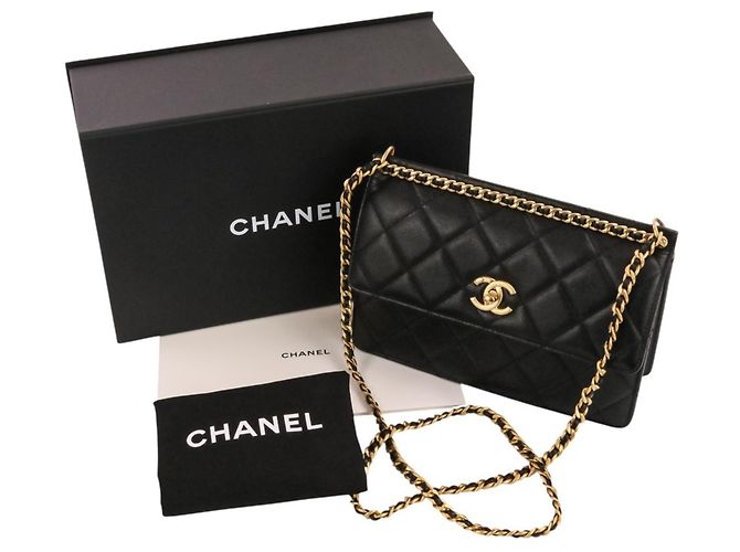 Timeless Borsa a tracolla Chanel Coco Mark Matelassé Caviar Skin Small Flap Chain Nero - vista 16