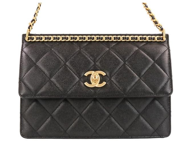 Timeless Borsa a tracolla Chanel Coco Mark Matelassé Caviar Skin Small Flap Chain Nero - vista 2