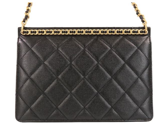 Timeless Borsa a tracolla Chanel Coco Mark Matelassé Caviar Skin Small Flap Chain Nero - vista 3