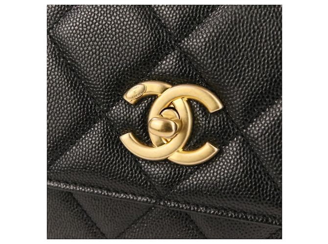 Timeless Borsa a tracolla Chanel Coco Mark Matelassé Caviar Skin Small Flap Chain Nero - vista 7