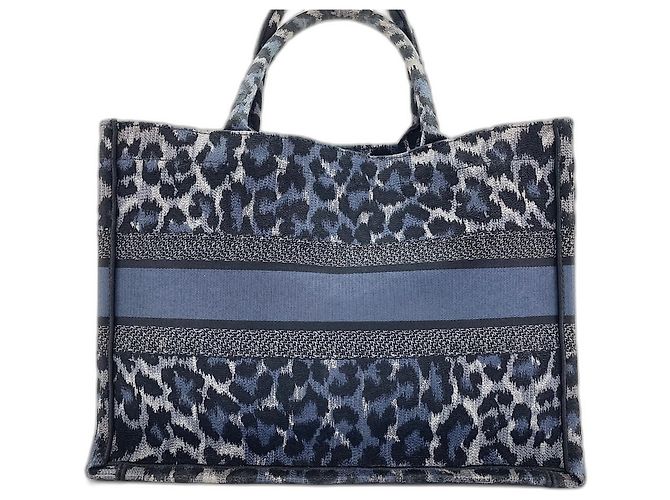 Borsa tote Christian Dior stampa leopardata blu - vista 3