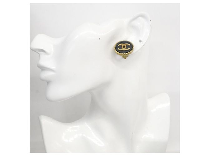 Chanel Coco Mark Circle Clip-Ohrringe Schwarz Golden - Ansicht 5