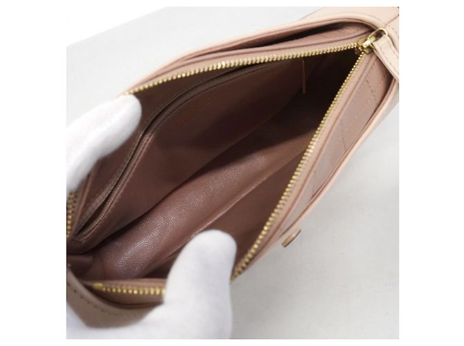 Borsa a tracolla Chanel in agnello rosa beige - vista 4