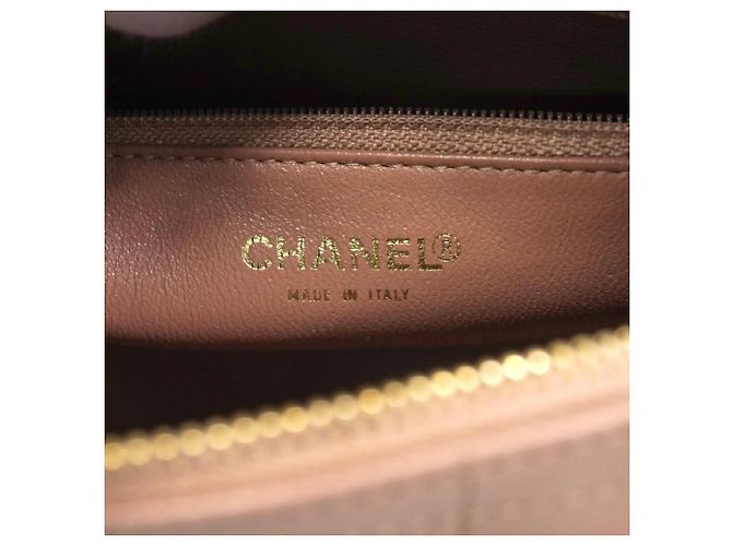 Borsa a tracolla Chanel in agnello rosa beige - vista 5