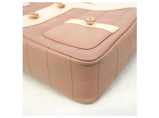 Borsa a tracolla Chanel in agnello rosa beige - vista 6