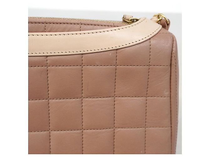 Borsa a tracolla Chanel in agnello rosa beige - vista 7