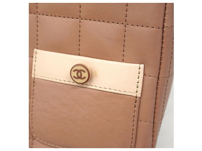 Borsa a tracolla Chanel in agnello rosa beige - vista 8