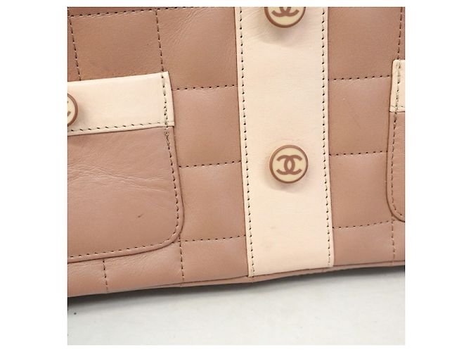 Borsa a tracolla Chanel in agnello rosa beige - vista 9
