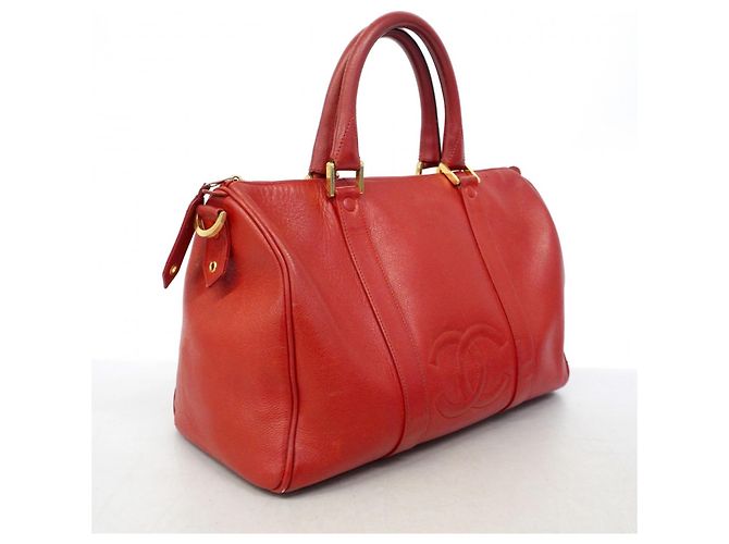 Borsa Chanel in pelle di vitello martellata rossa Rosso - vista 2