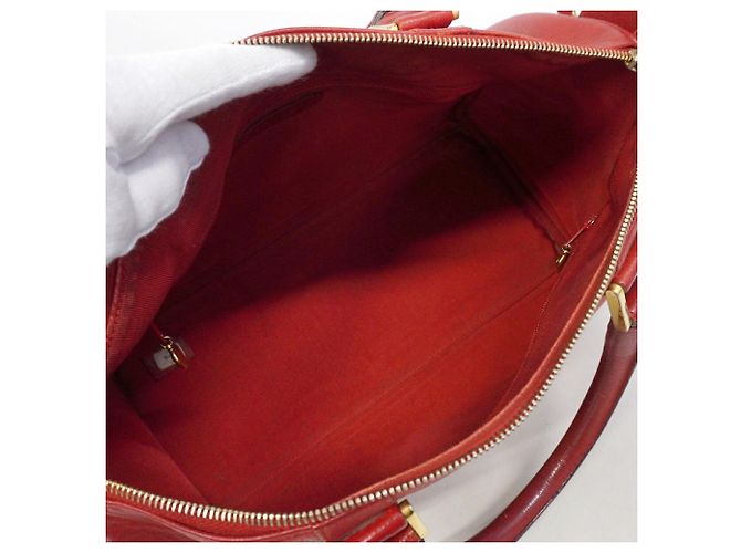 Borsa Chanel in pelle di vitello martellata rossa Rosso - vista 4