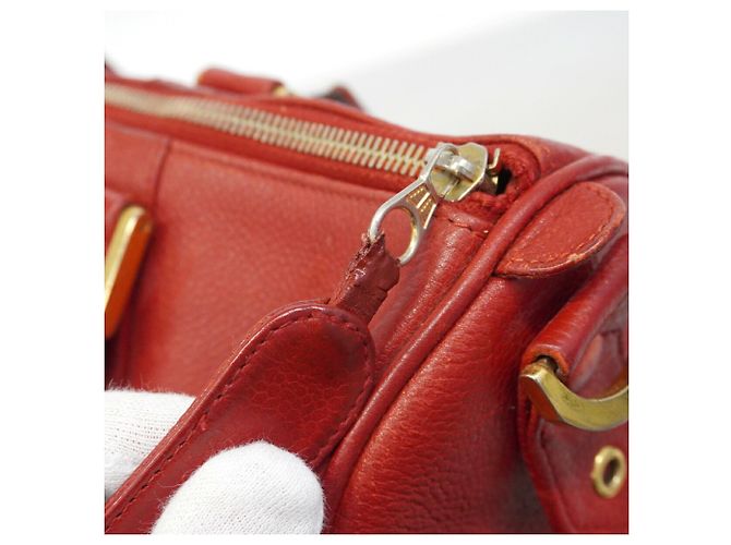 Borsa Chanel in pelle di vitello martellata rossa Rosso - vista 9