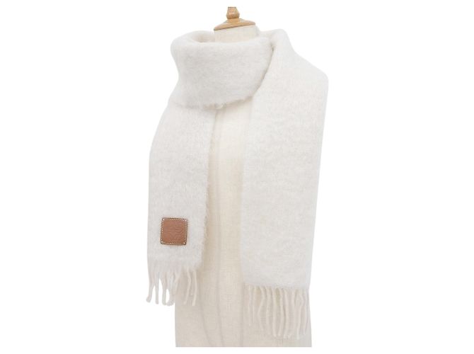 Echarpe de lã e mohair marfim Loewe Cru - vista 2