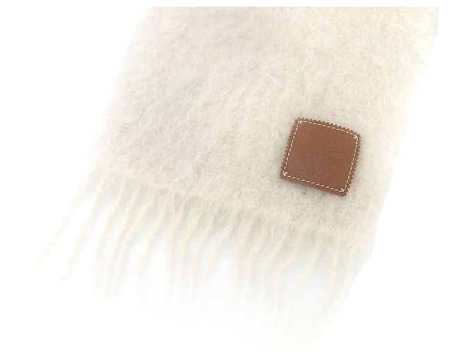 Echarpe de lã e mohair marfim Loewe Cru - vista 5