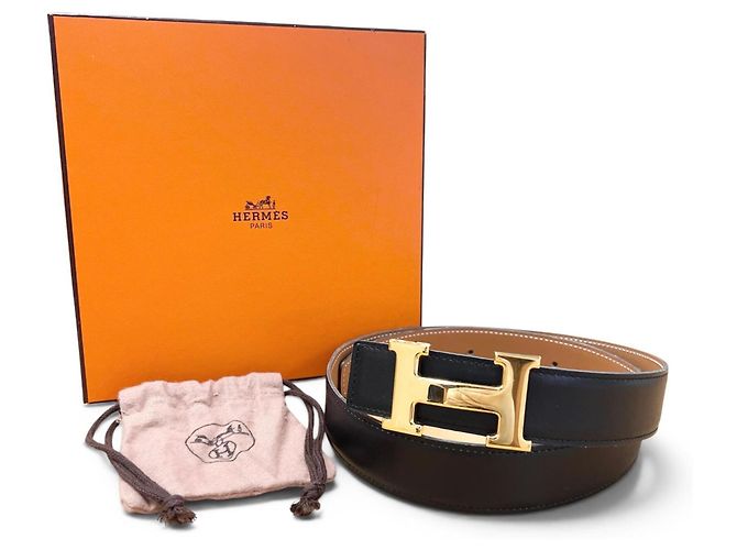Hermès Hermes Vintage 1995 Constance Ledergürtel Reversibel Schwarz - Ansicht 2