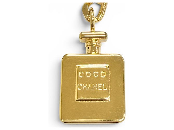 Doppelketten-Gürtel mit Chanel Logo Parfümflakon-Anhänger Golden - Ansicht 5
