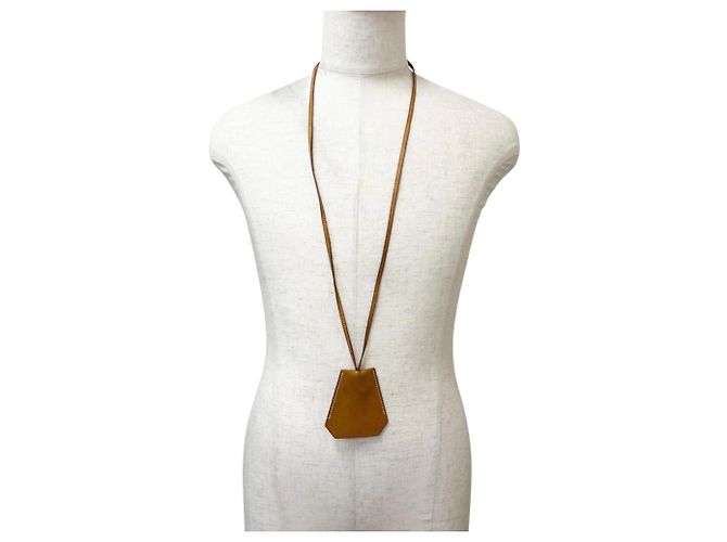 Hermès Hermes Vintage Box Calf Leather Necklace Golden - view 2