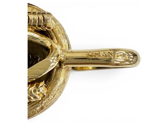 Timeless Chanel Vintage Coco Mark Clover Lederkettengürtel Schwarz Golden - Ansicht 7