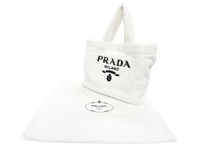 Borsa Tote Terry 1BG130 Prada Nero Bianco - vista 2