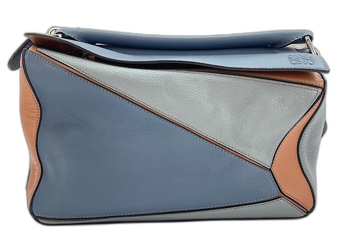 Borsa Loewe Puzzle Medium 2-Way in pelle blu - vista 2