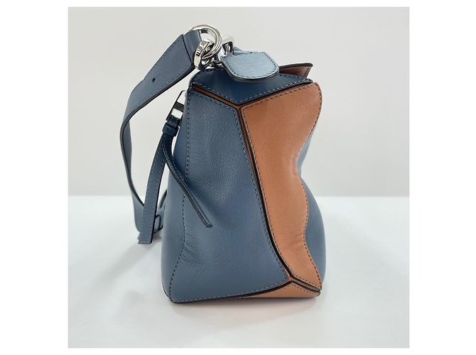 Borsa Loewe Puzzle Medium 2-Way in pelle blu - vista 5