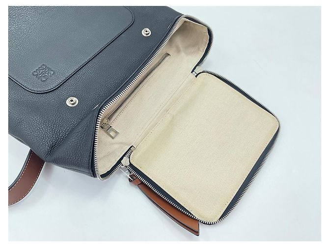 Zaino Loewe Goya in pelle nera Nero - vista 8