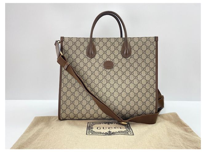 Borsa 2-Way Gucci GG Supreme Marrone - vista 14