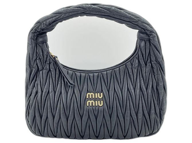 Borsa Miu Miu Miu Wonder Matelassé Nero - vista 2