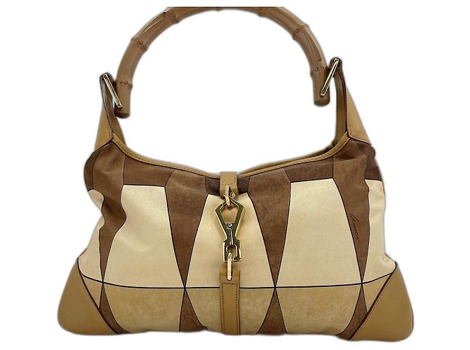 Borsa a Spalla Gucci Jackie Bamboo Beige - vista 2