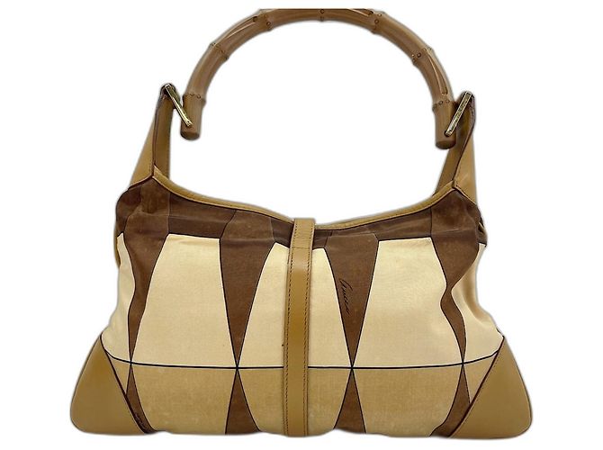 Borsa a Spalla Gucci Jackie Bamboo Beige - vista 3